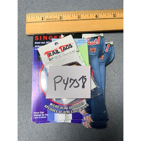 Vintage Iron-On Patch Lot - Appalachian Trail Peace Sign & Singer Beaded Appliqu - Picture 9 of 9